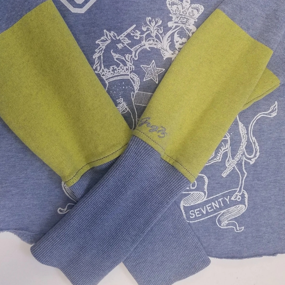 Garage Canada Women's Drawstring Spellout Hoodie Medium Blue Green - Picture 6 of 10